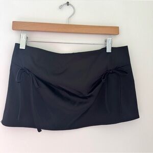 With Jean Black Skirt with Side Ties